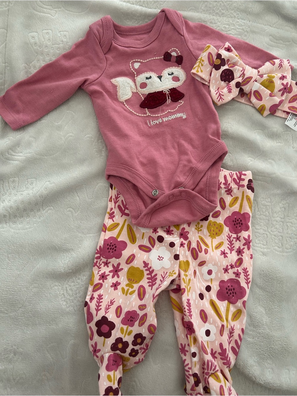Pink Floral Baby One-Piece Set with Headband